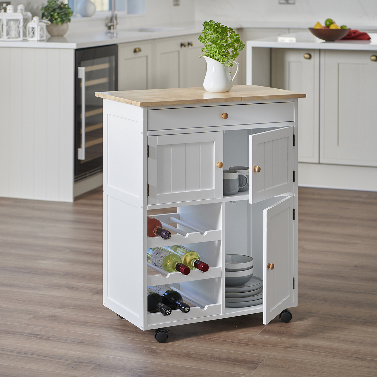 Kitchen Trolley with Wine Rack