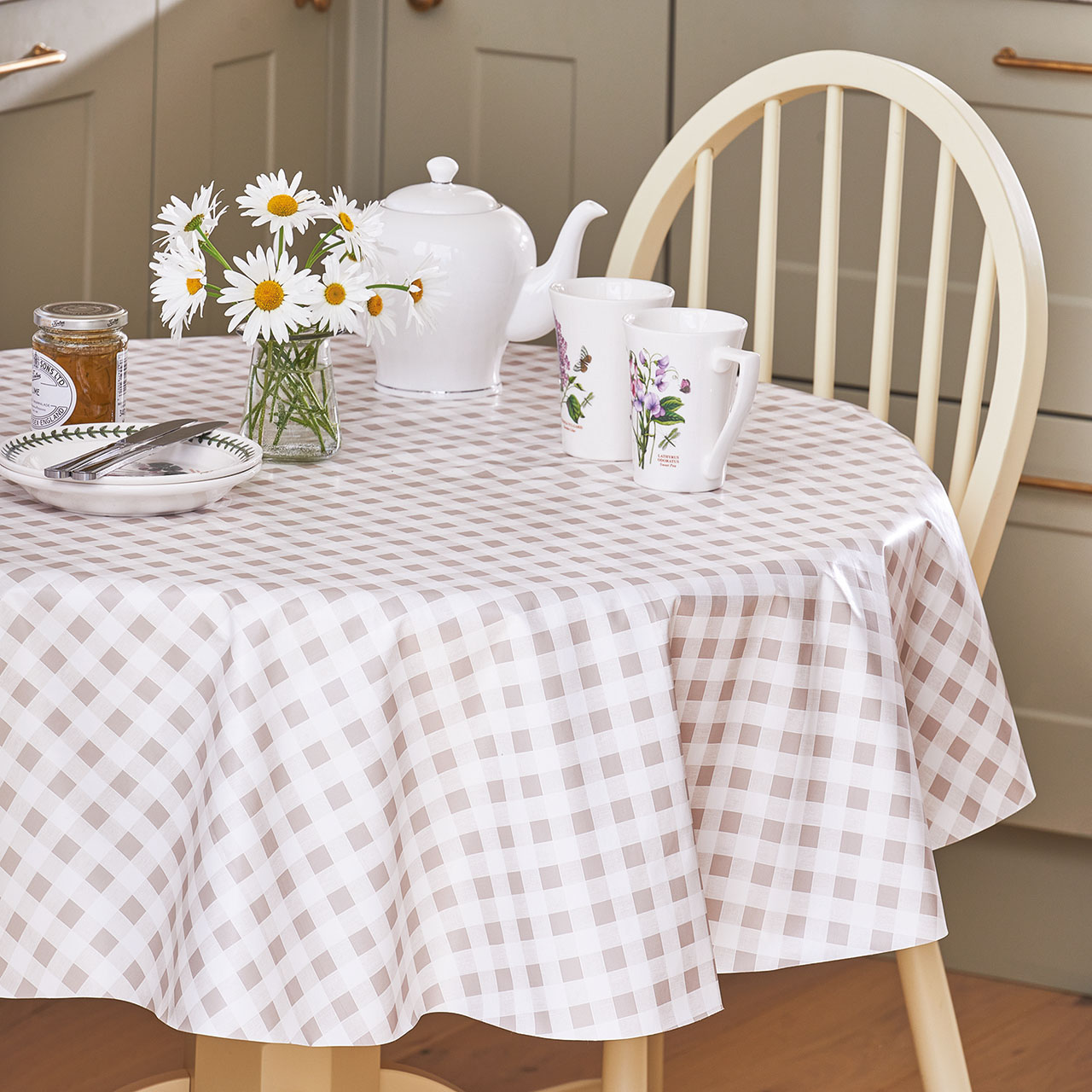 Wipe Clean PVC Coated Tablecloth