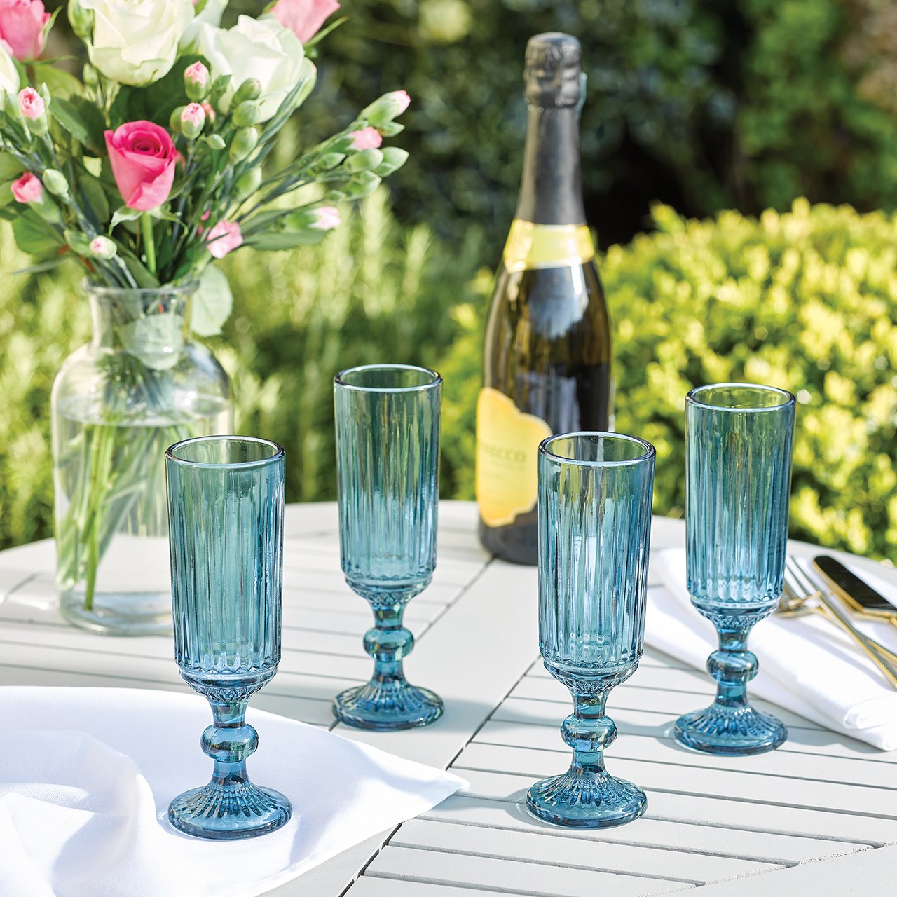 Coloured Glass Flute Set