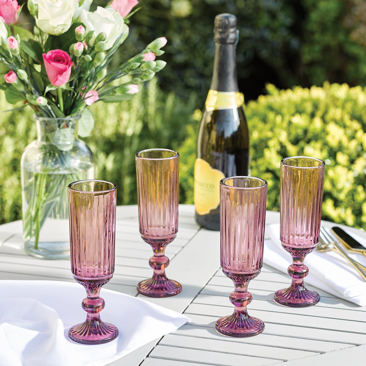 Coloured Glass Flute Set