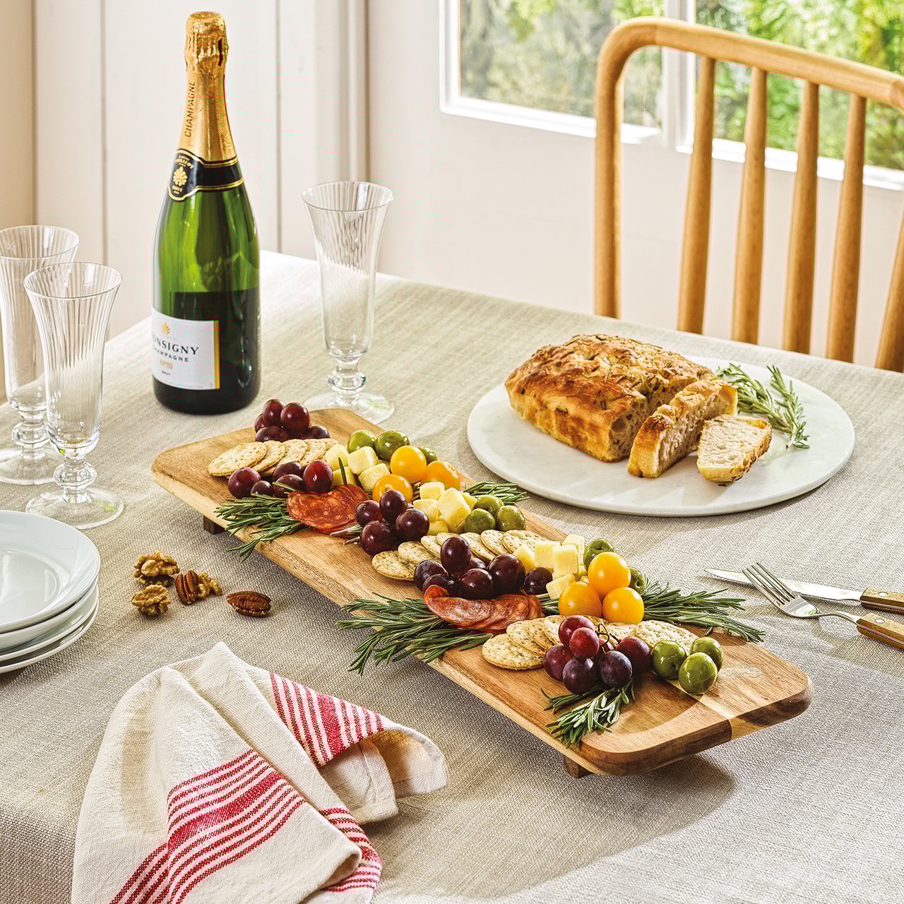 Footed Acacia Charcuterie Boards