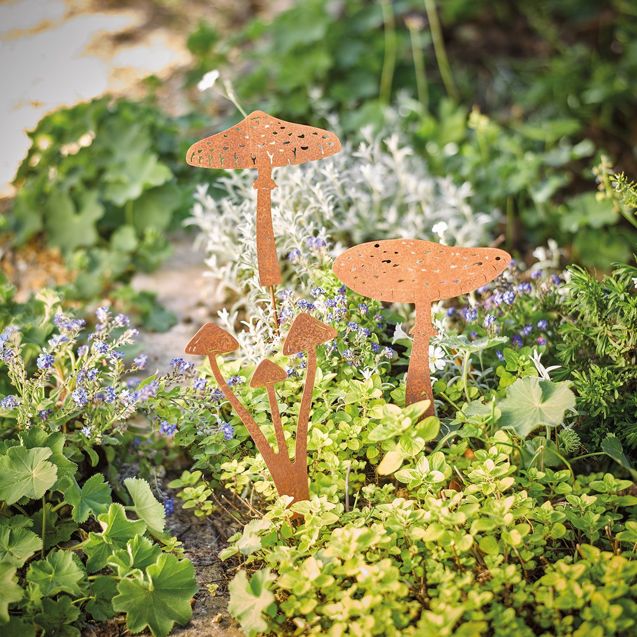 Set of 3 Mushroom Silhouette Stakes