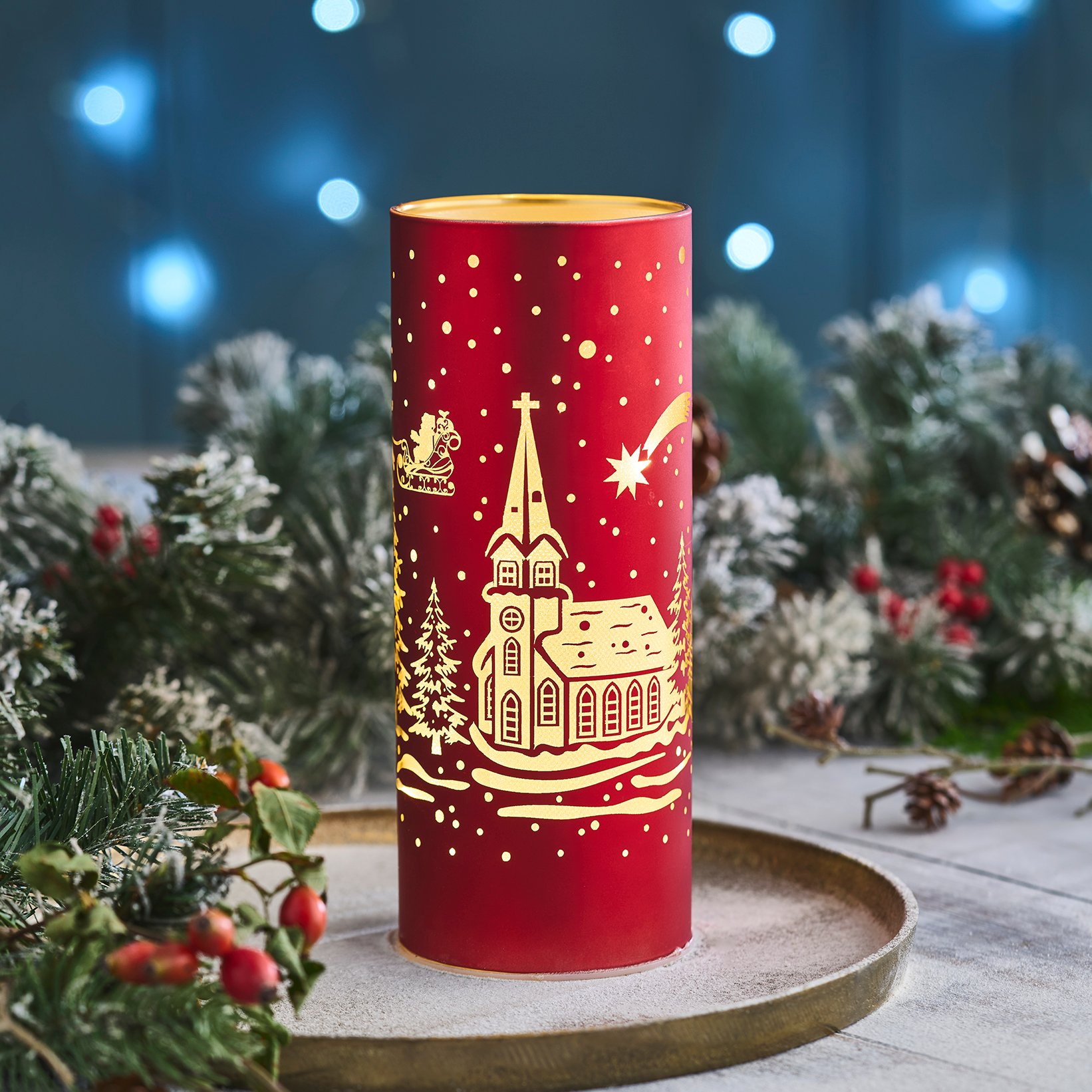 Glass Village Scene LED Light