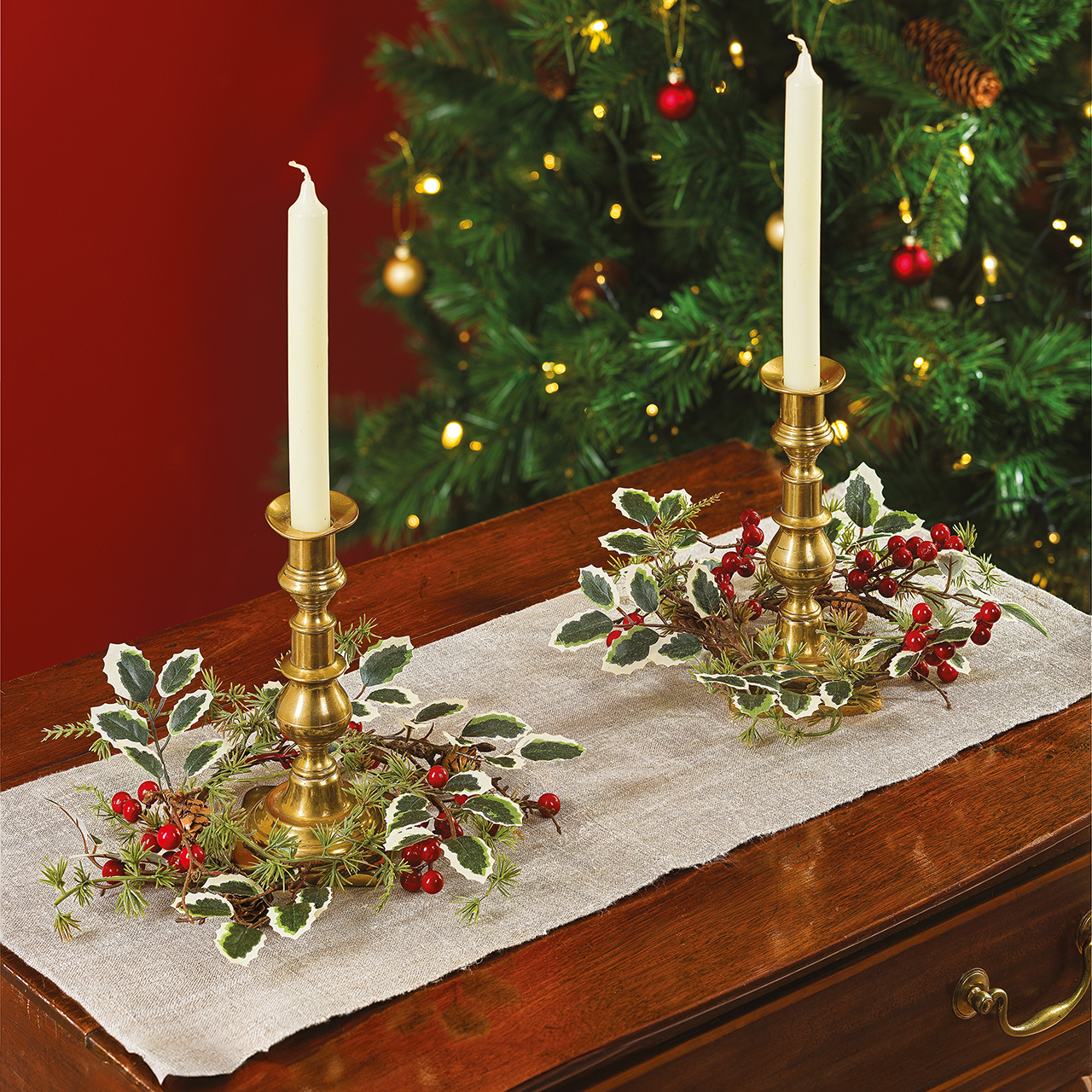 Festive Candlestick Rings, Set of 2