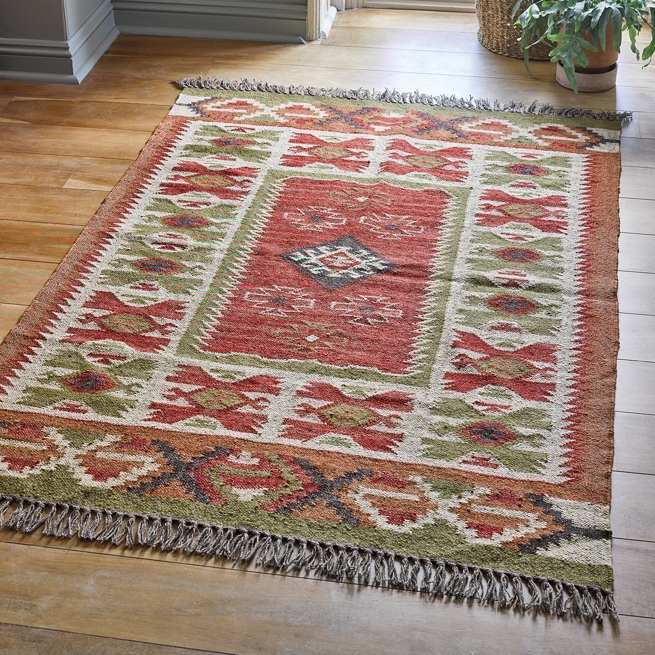Kilim Wool and Jute Rug