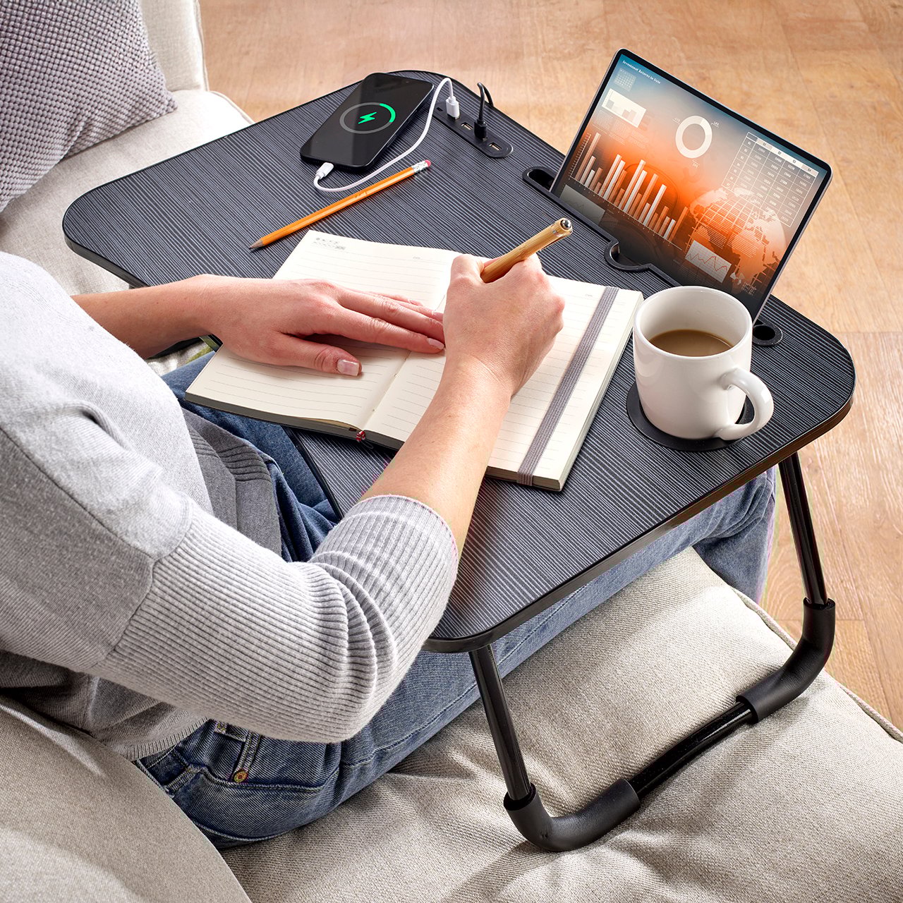 Folding Lap Table with USB Ports