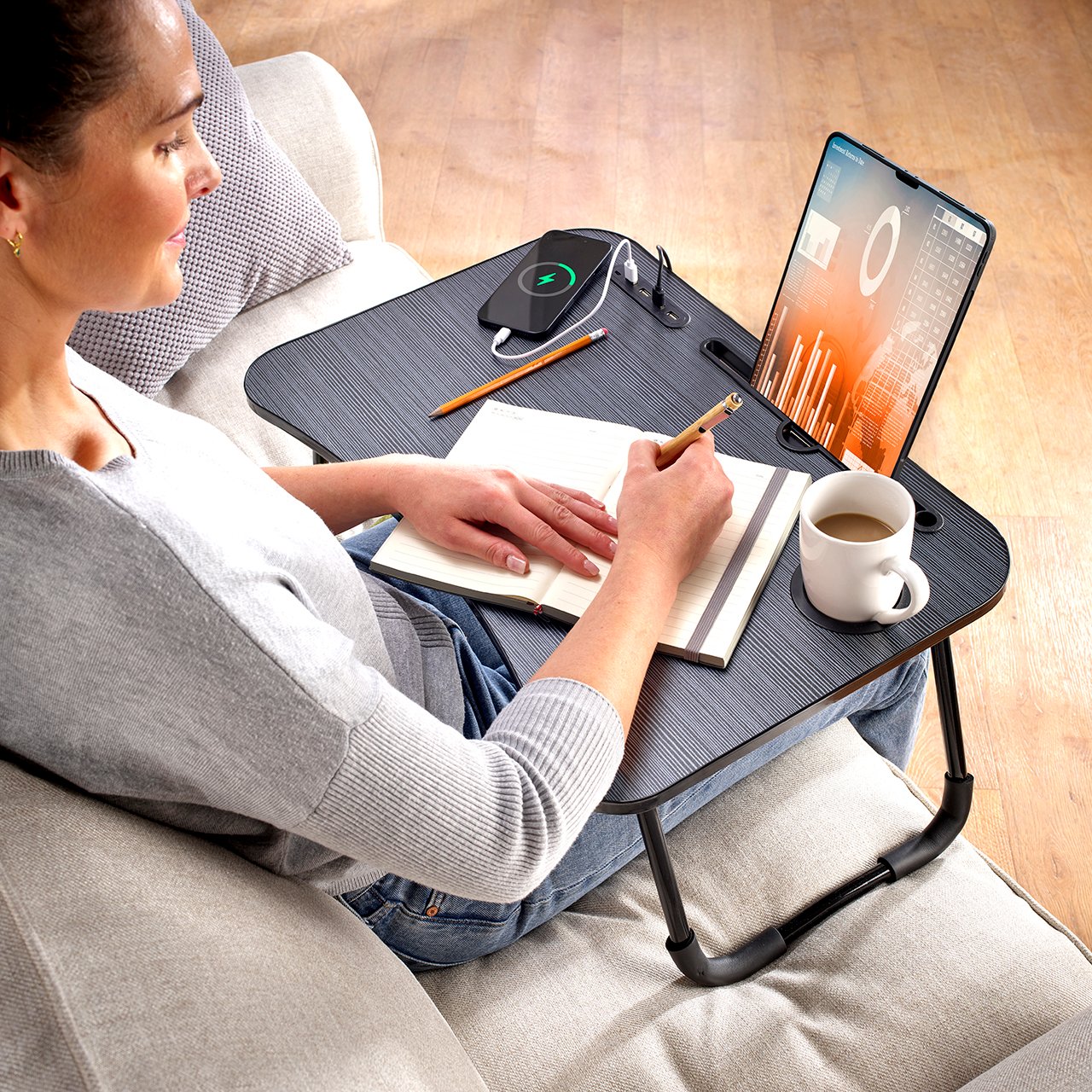 Folding Lap Table with USB Ports