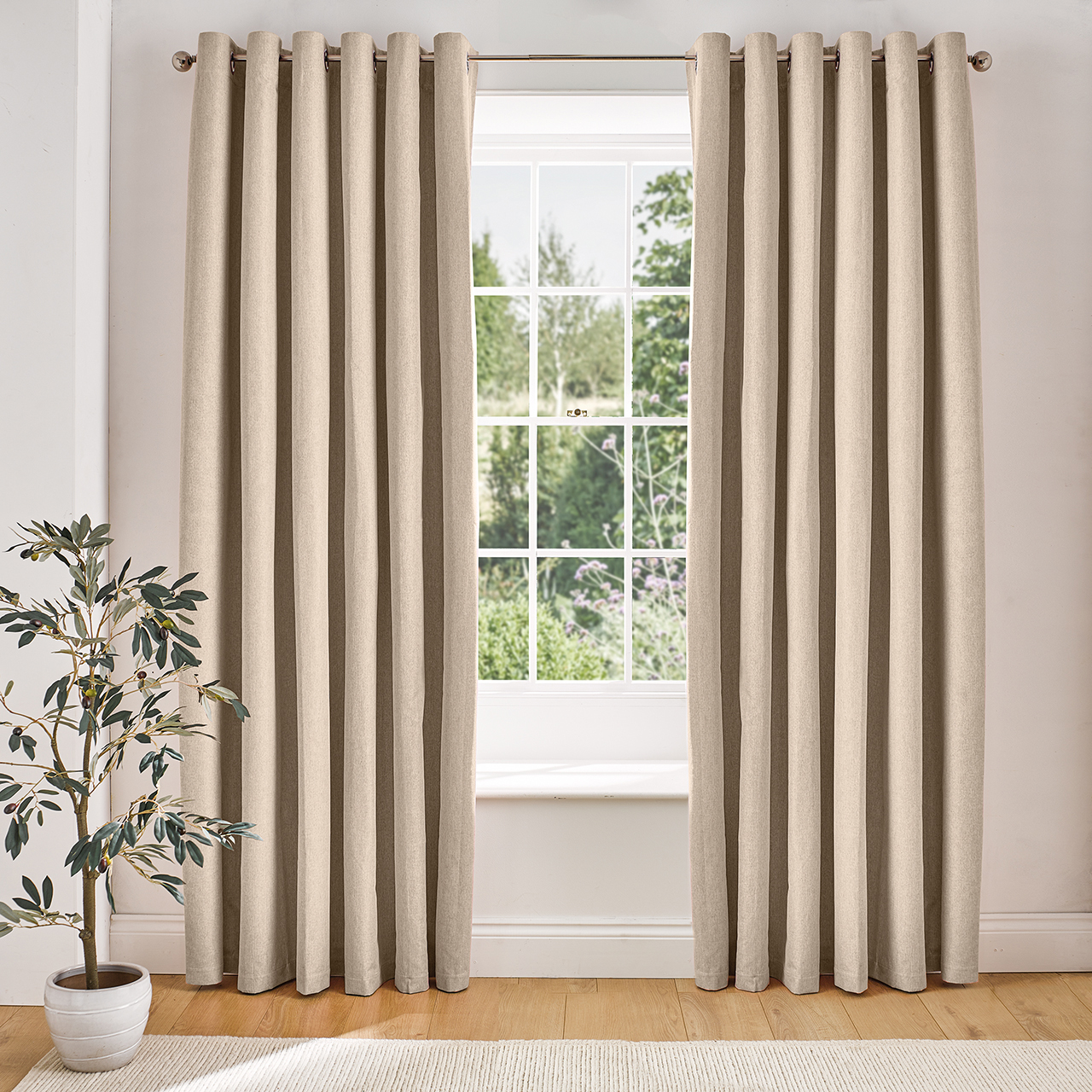 Linen Look Eyelet Blackout Curtains