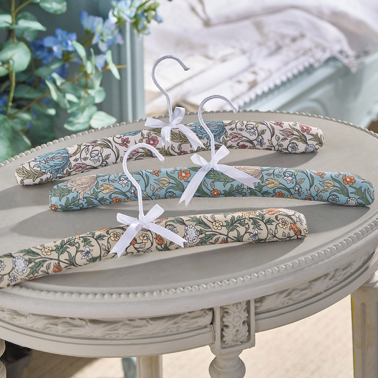 Arts and Crafts Style Padded Coat Hangers, Set of 3