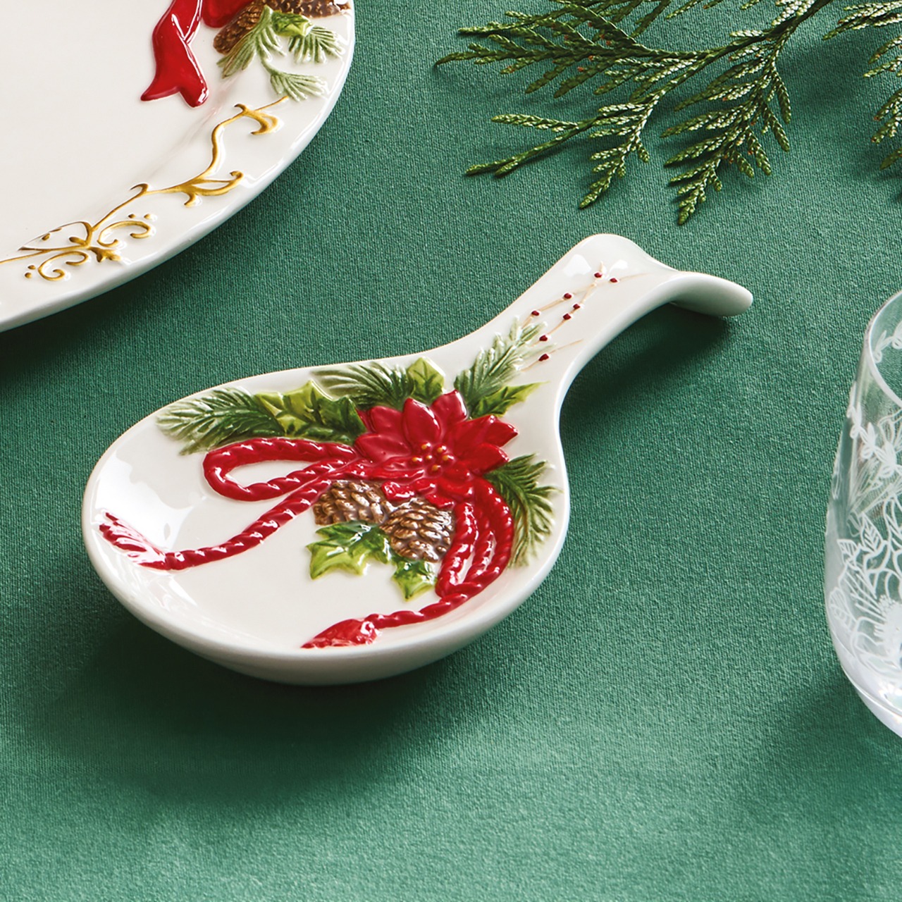 Poinsettia Ceramic Spoon Rest