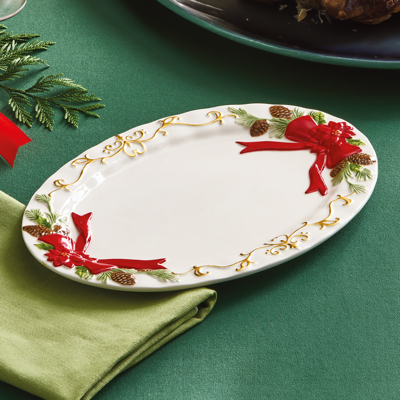 Poinsettia Ceramic Platter