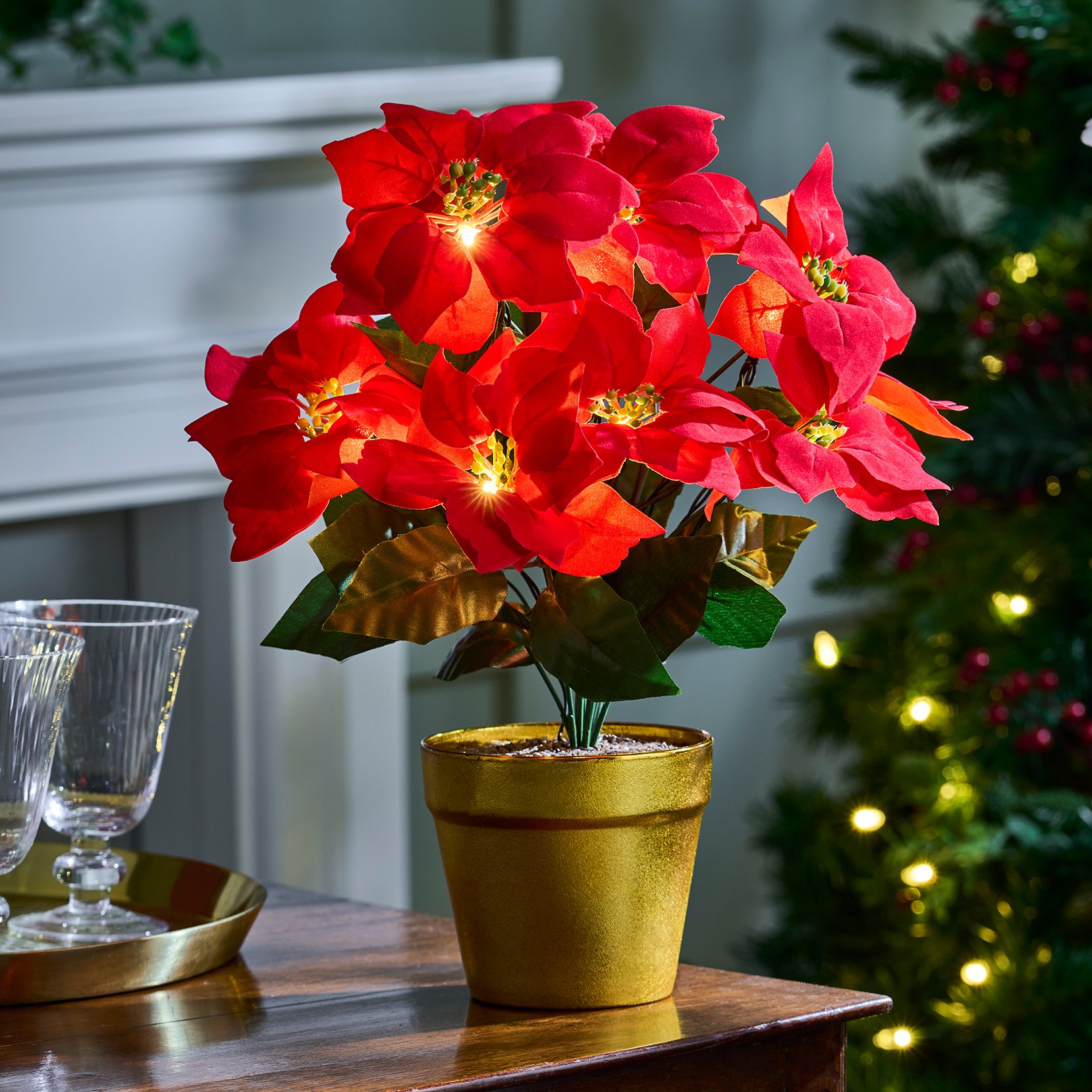 LED Poinsettia in a Pot