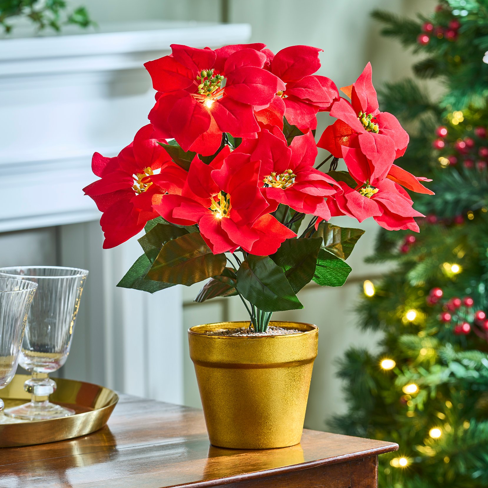 LED Poinsettia in a Pot