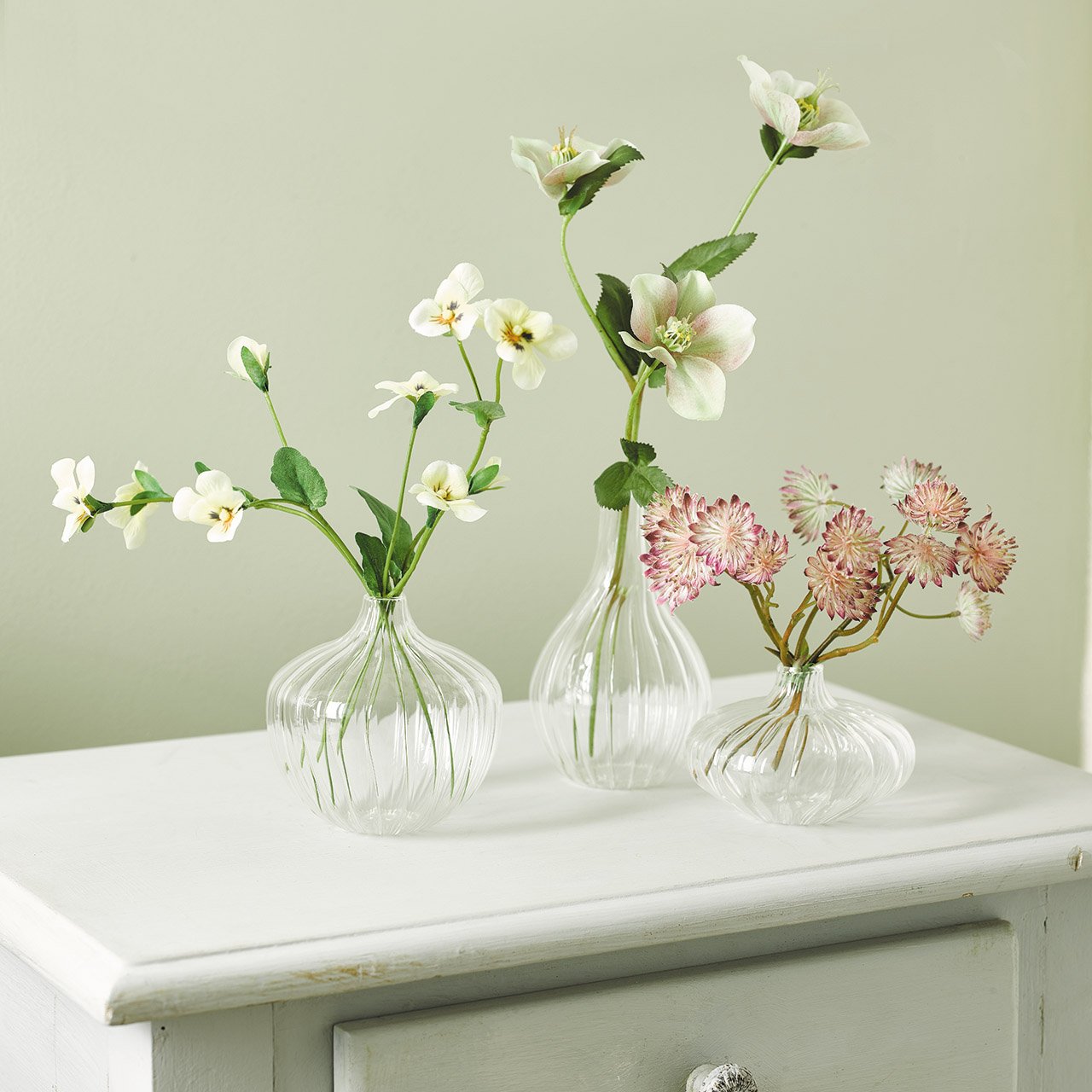 Ribbed Glass Bud Vase Trio
