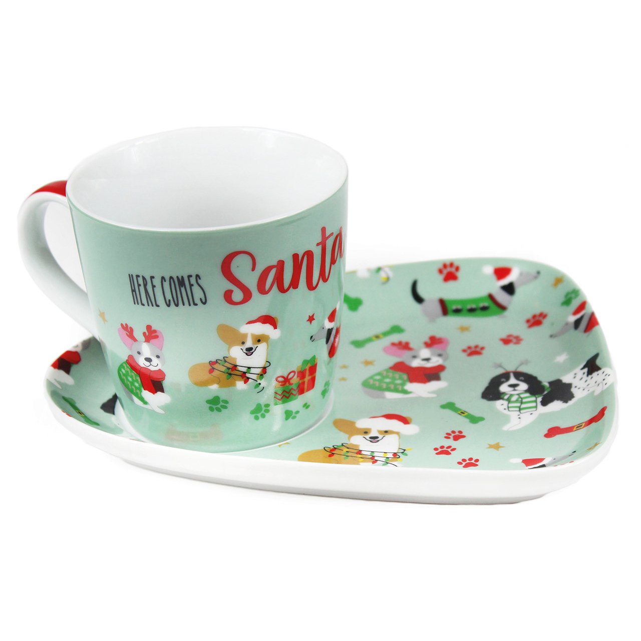 Santa Paws Cup and Biscuit Saucer