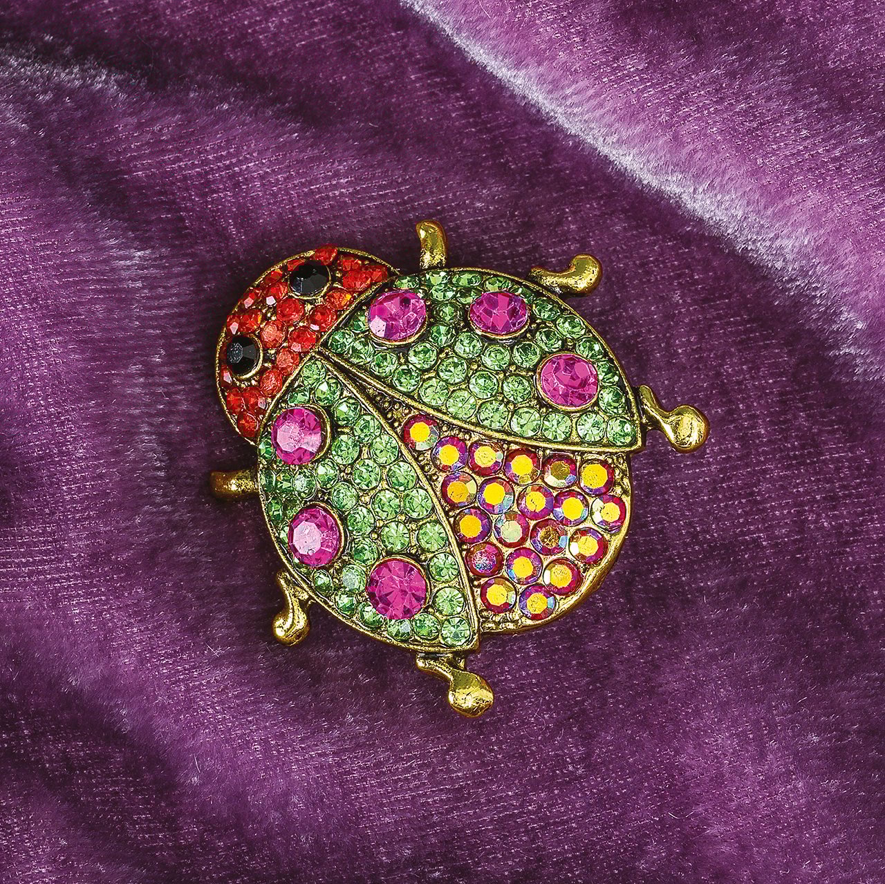 Gemstone Ladybird Brooch