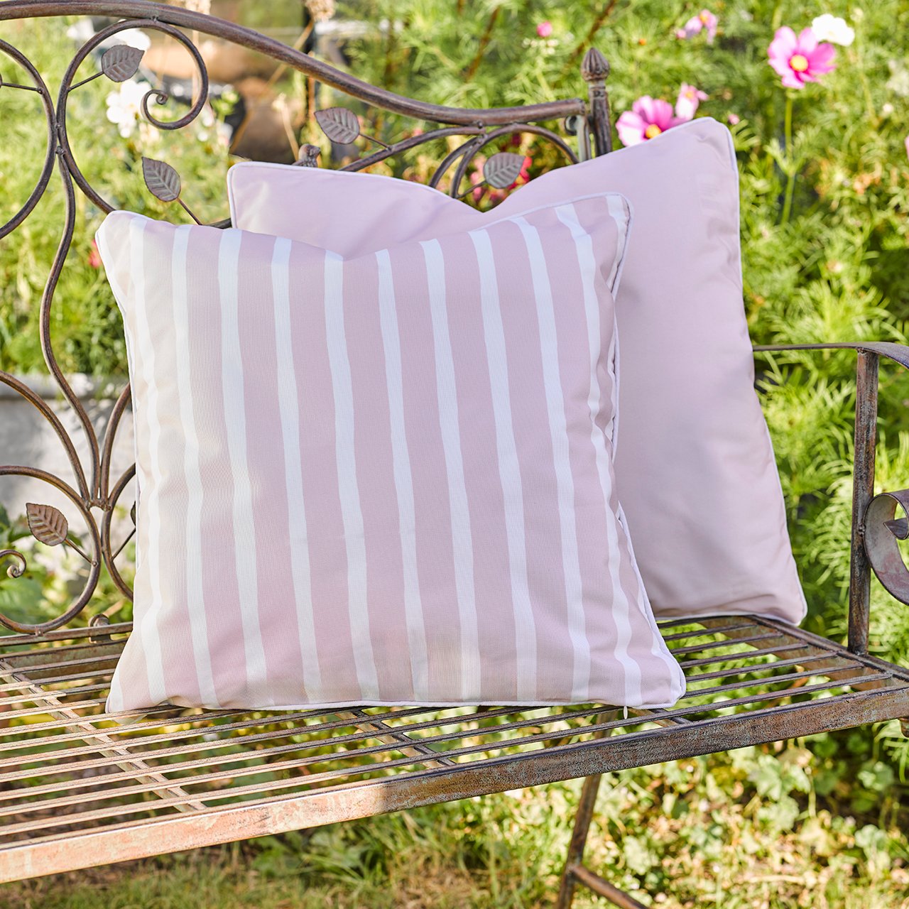 Striped and Plain Outdoor Cushions