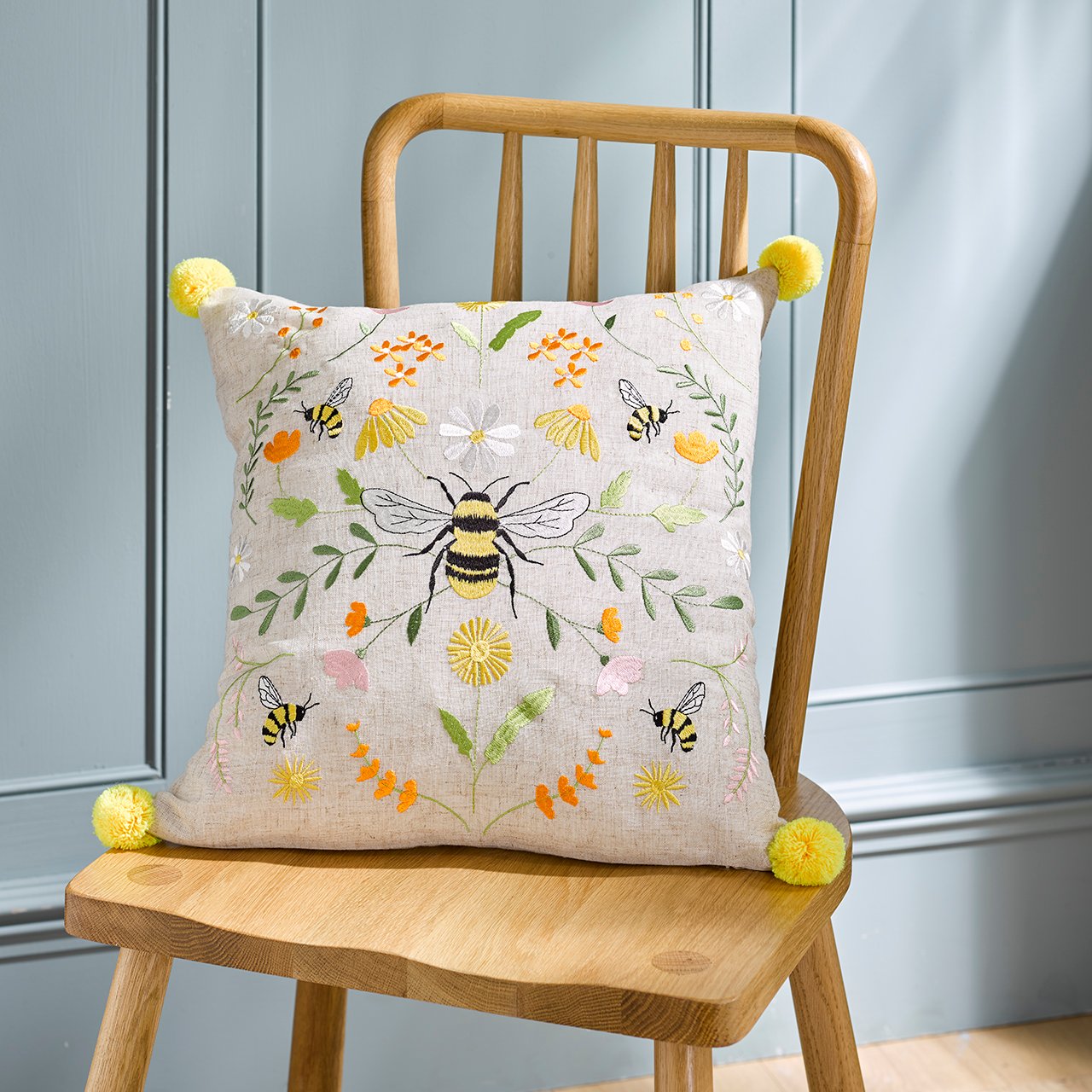 Busy Bee Embroidered Cushion