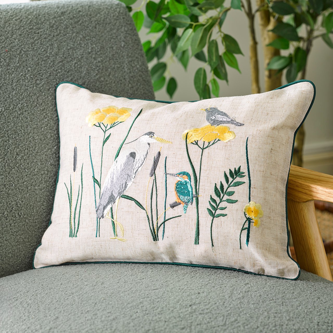 Water's Edge Embroidered Cushion