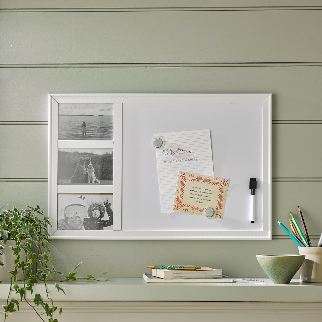 White Board with Photo Frames