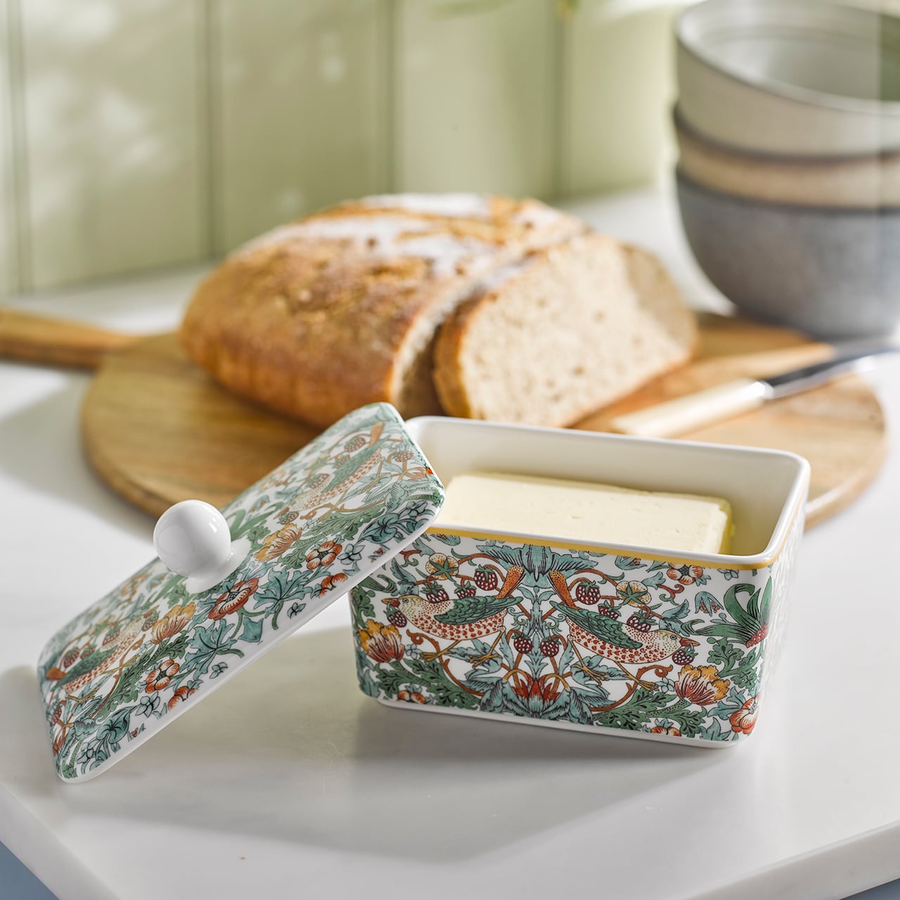 William Morris Strawberry Thief Butter Dish