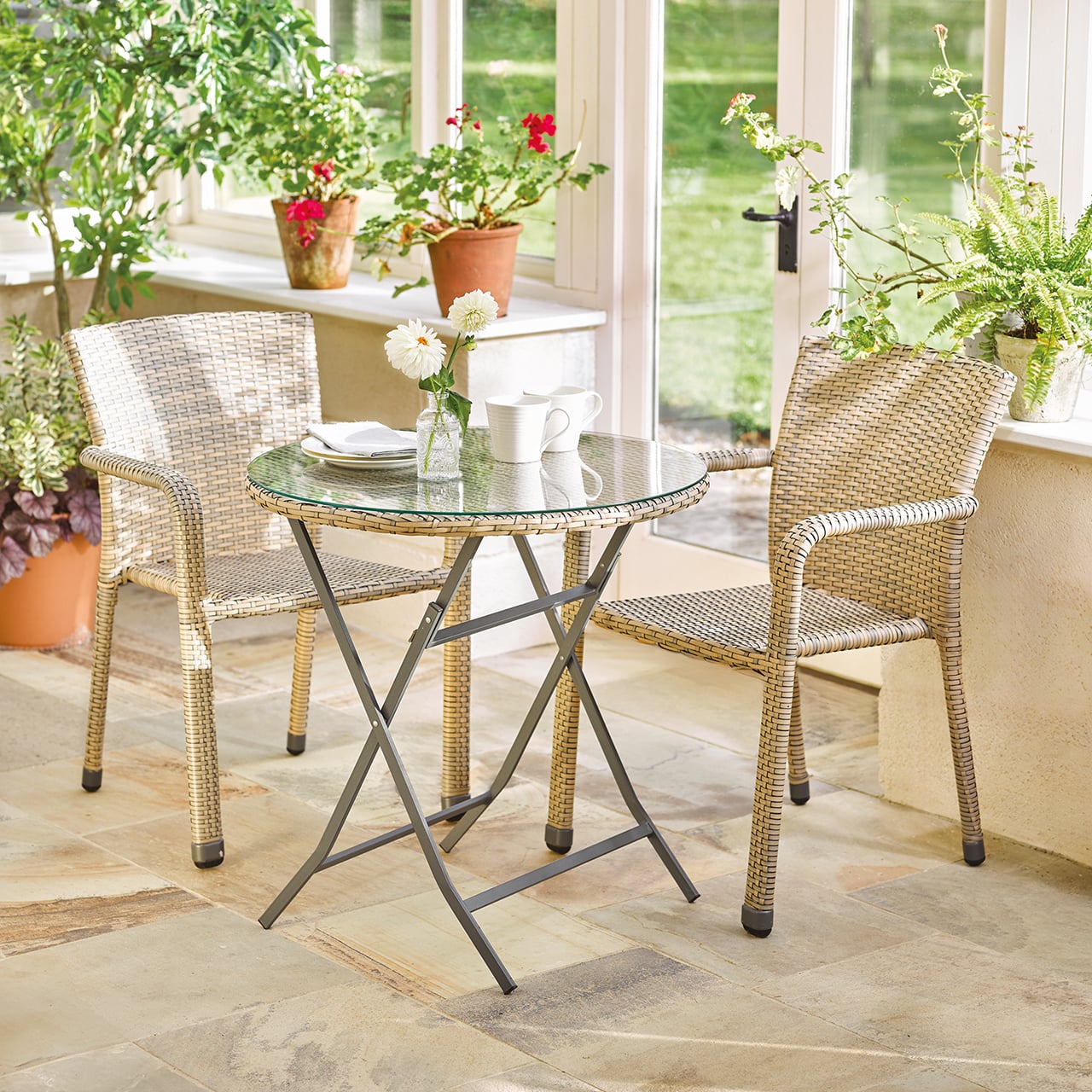 Ashton Rattan Stackable Bistro Set