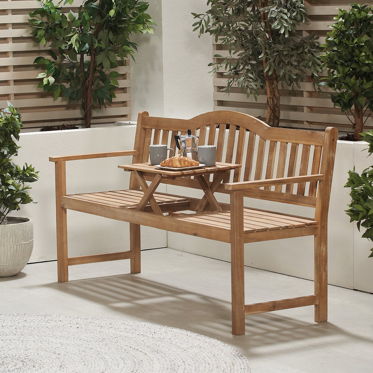 Woodbridge Bench with Pop-up Table
