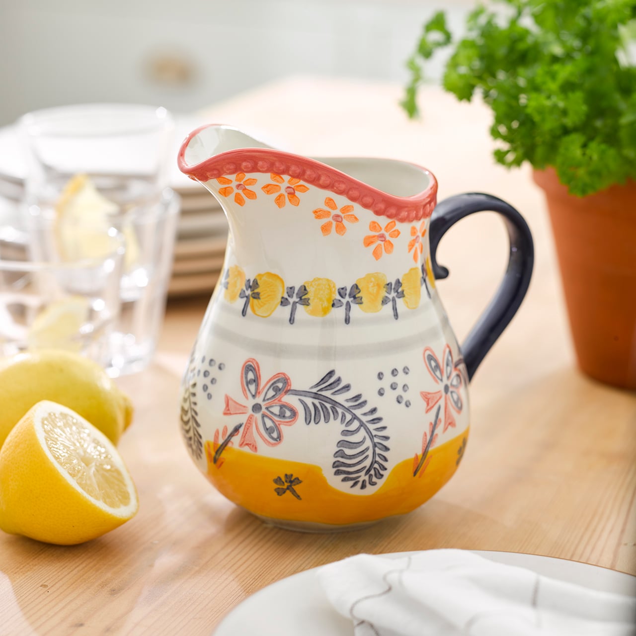 Tuscan Style Hand Painted Jug
