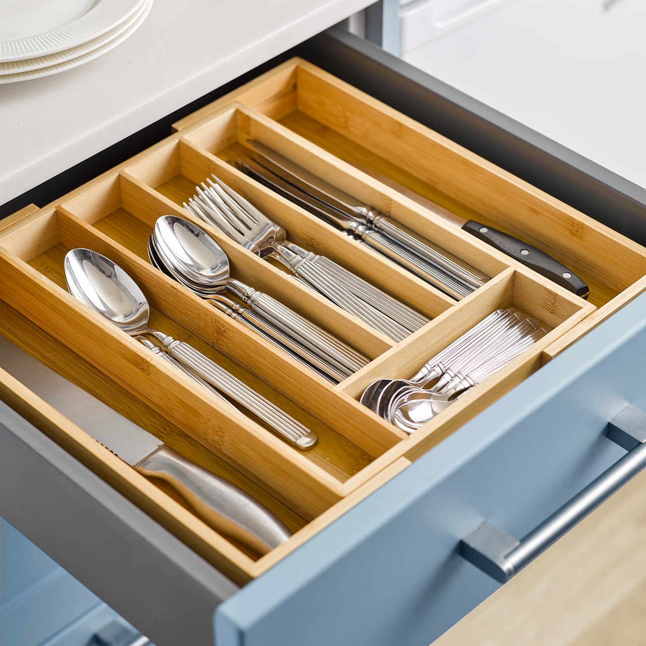 Bamboo Expanding Cutlery Tray