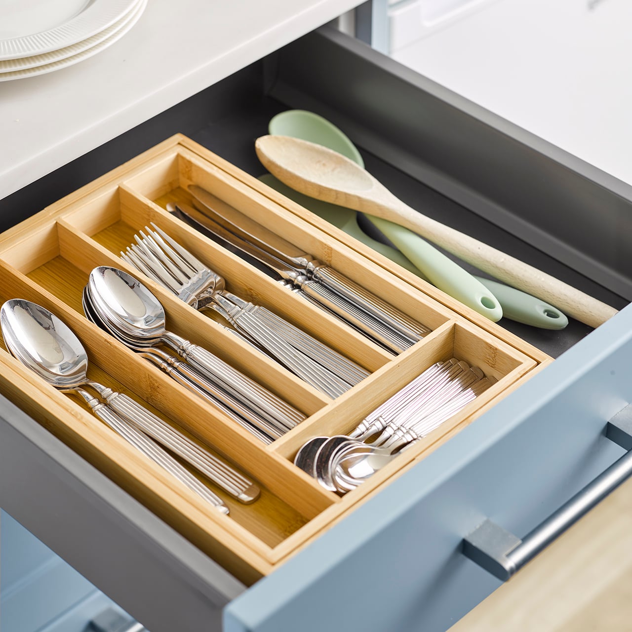 Bamboo Expanding Cutlery Tray