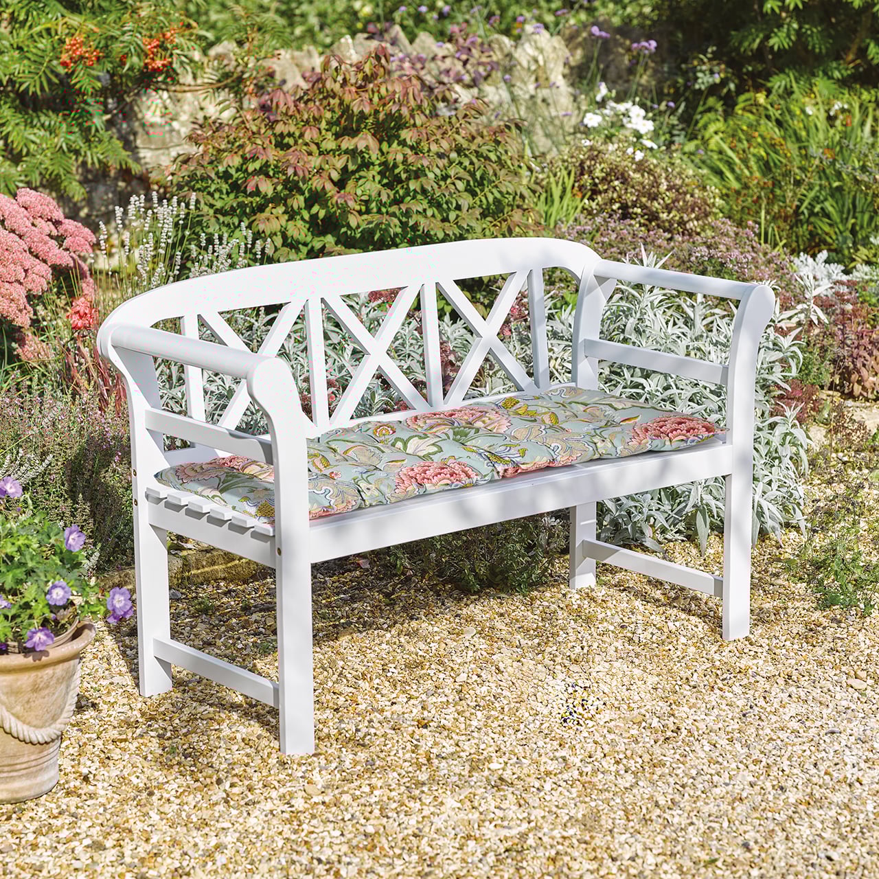 Floral Bloom Bench and Square Seat Pad