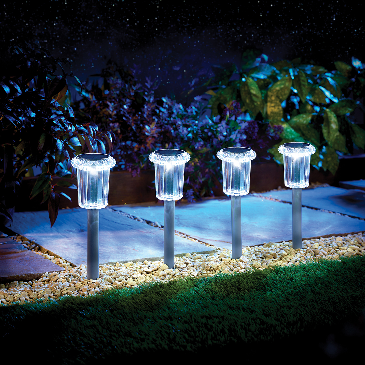 Set of 4 Crystal Effect Solar Lights