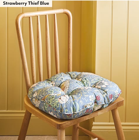 William Morris Button-effect Dining Seat Cushions