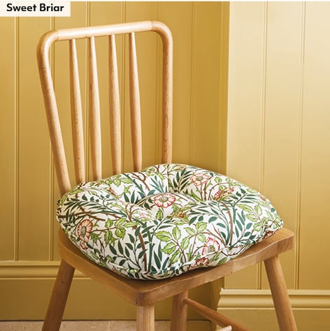 William Morris Button-effect Dining Seat Cushions