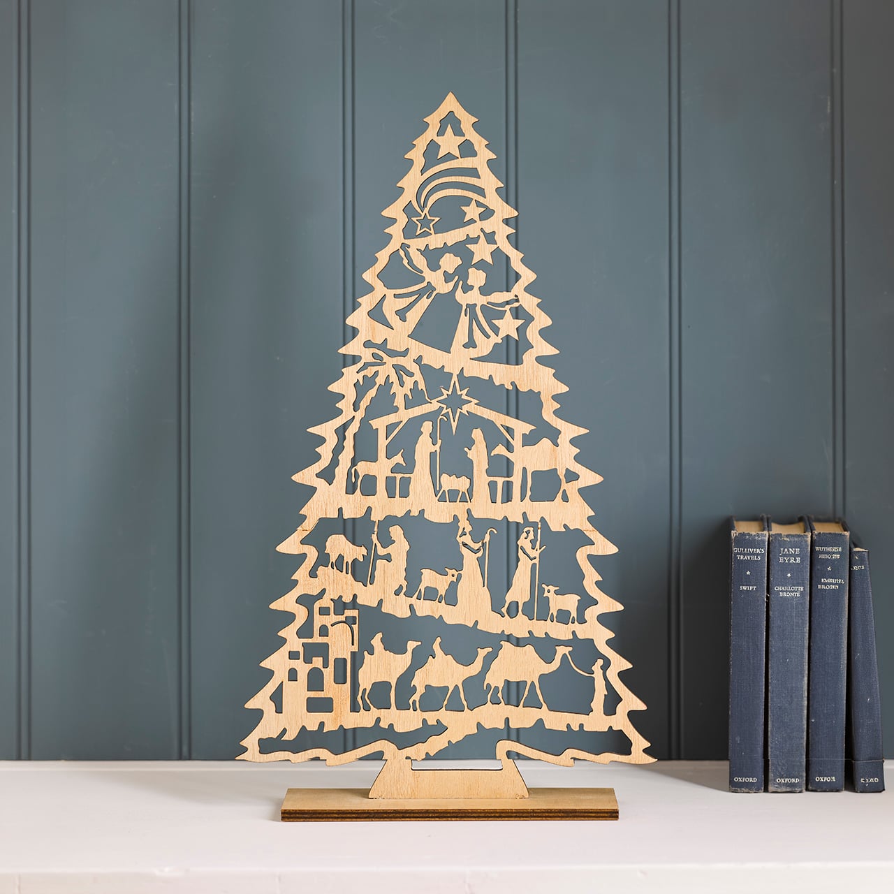 Wooden Nativity Silhouette Tree