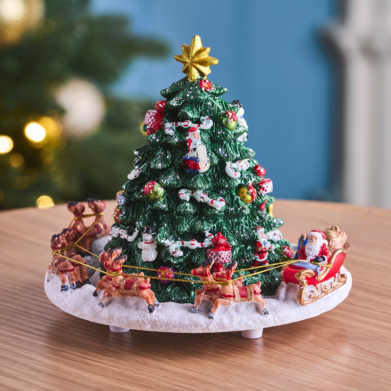 Revolving Musical Santa Sleigh and Tree