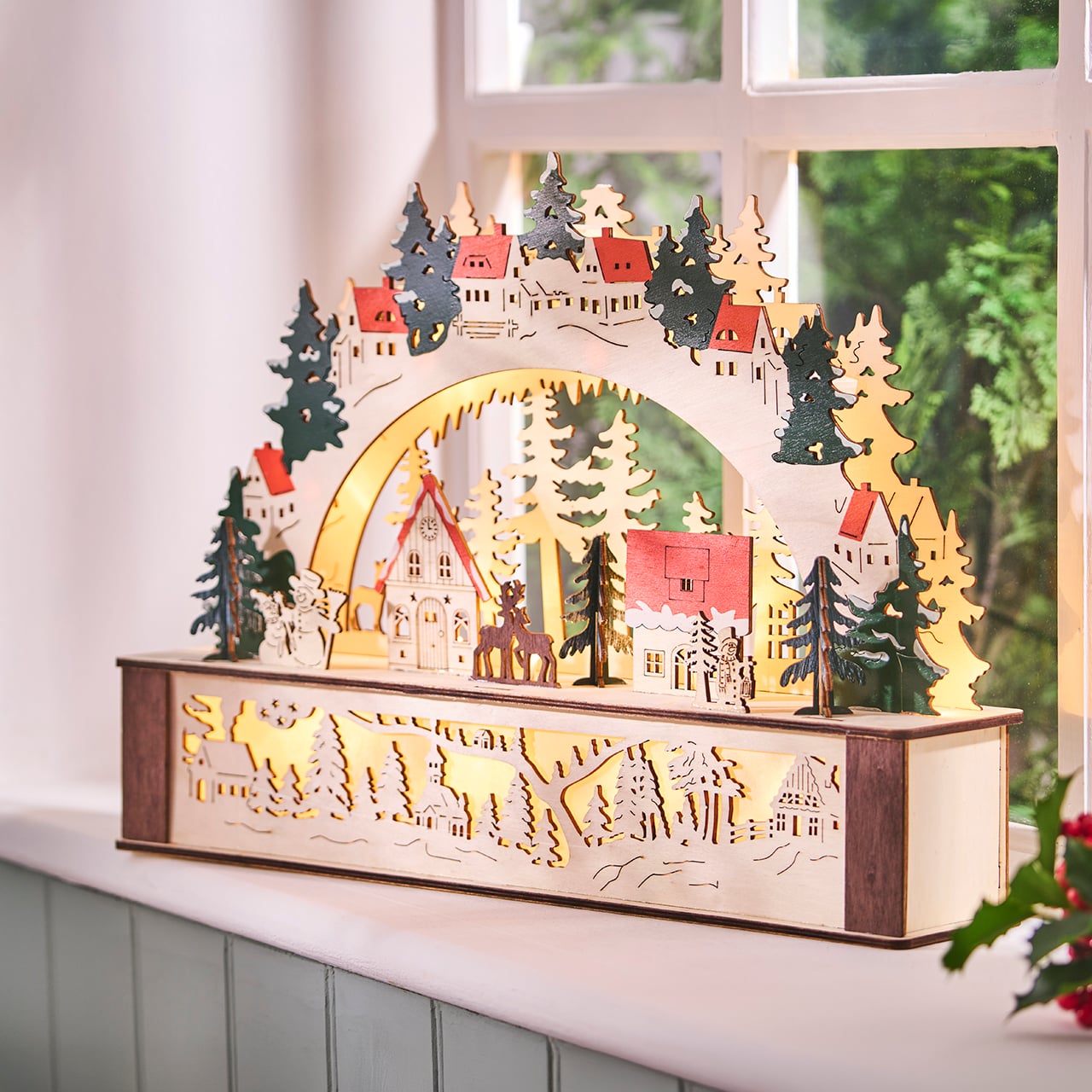 Wooden Light-up Festive Scene