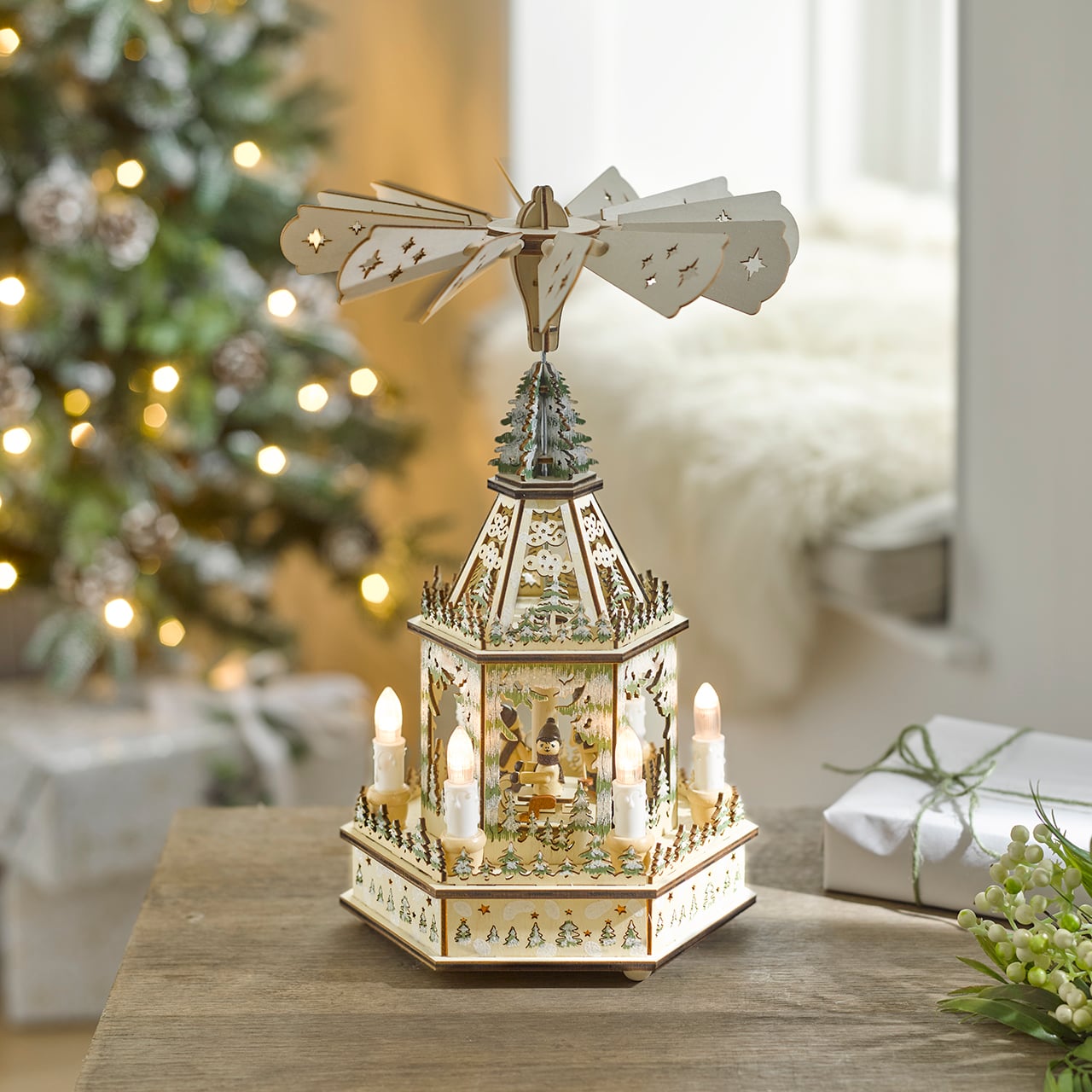 Christmas LED Wooden Pyramid