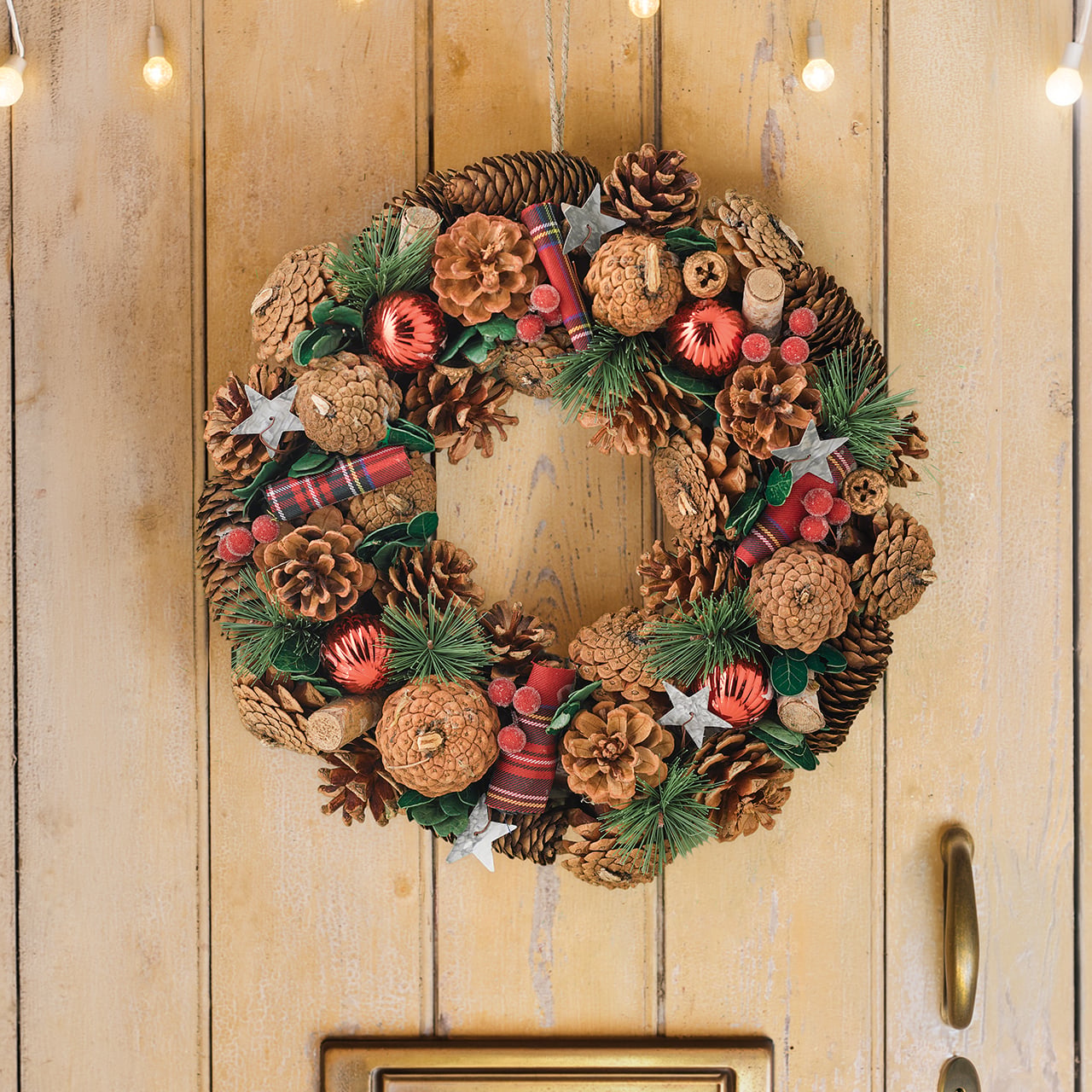 Ribbon and Pinecone Wreath