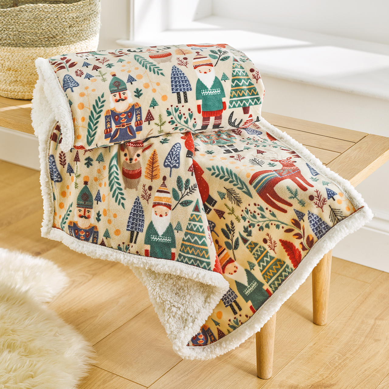 Scandinavian Sherpa Backed Throw