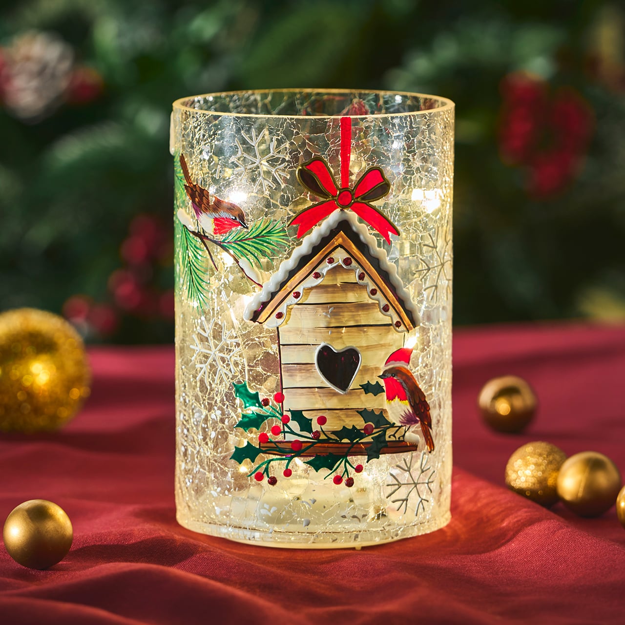 Crackle LED Light with Bird House