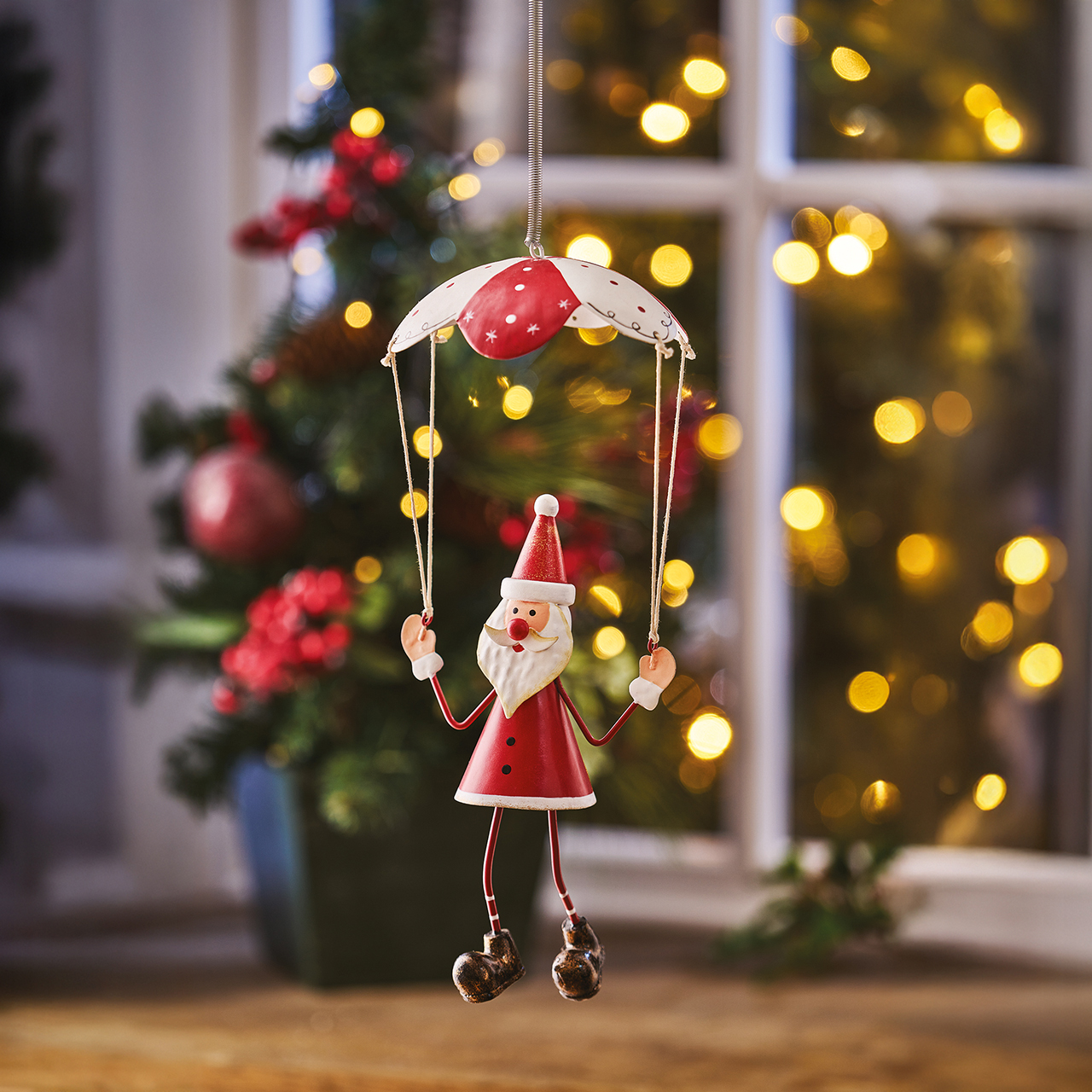 Metal Parachuting Father Christmas