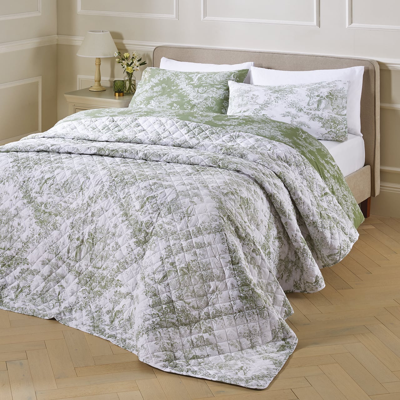 Toile du Jouy Sage Duvet Cover