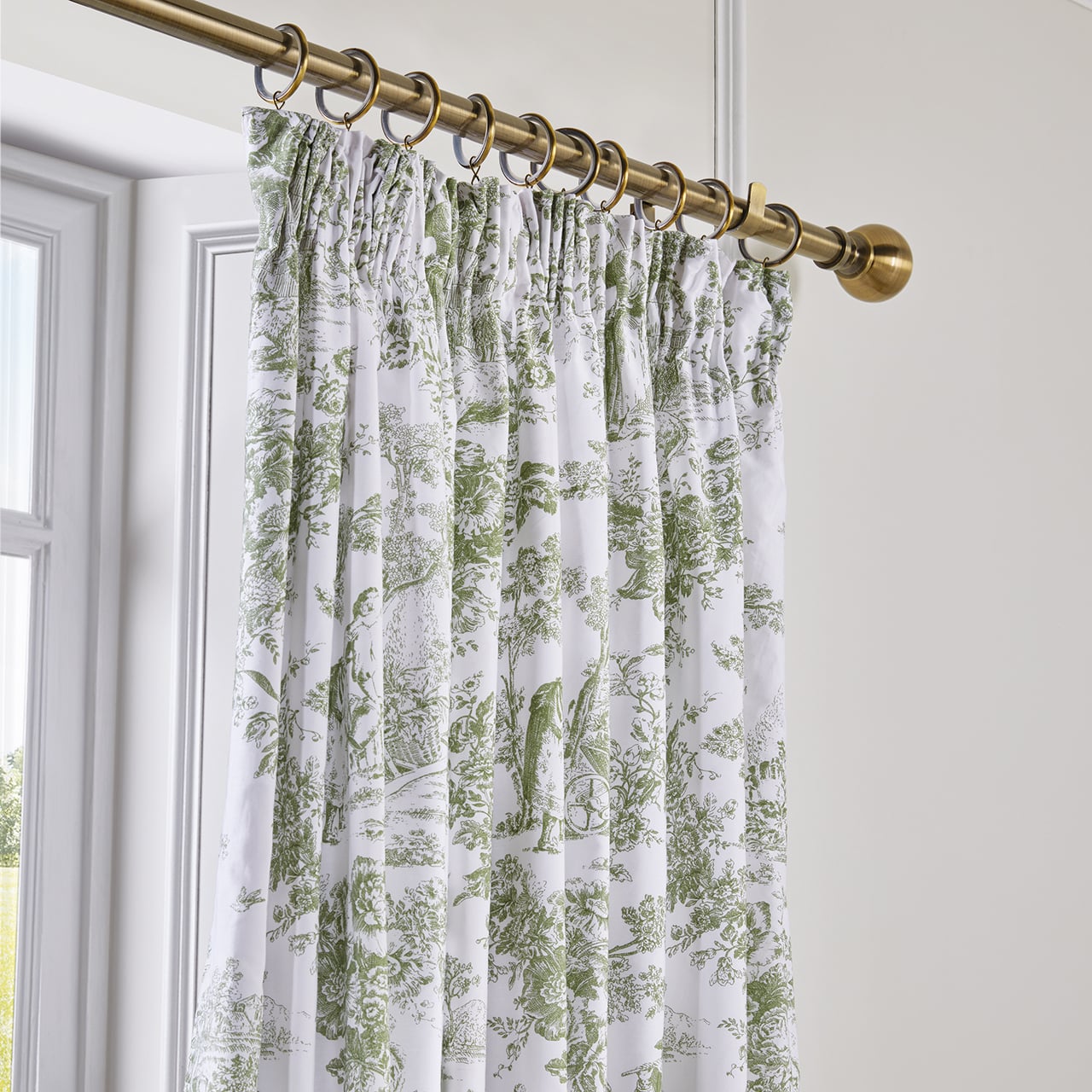 Toile du Jouy Sage Curtains