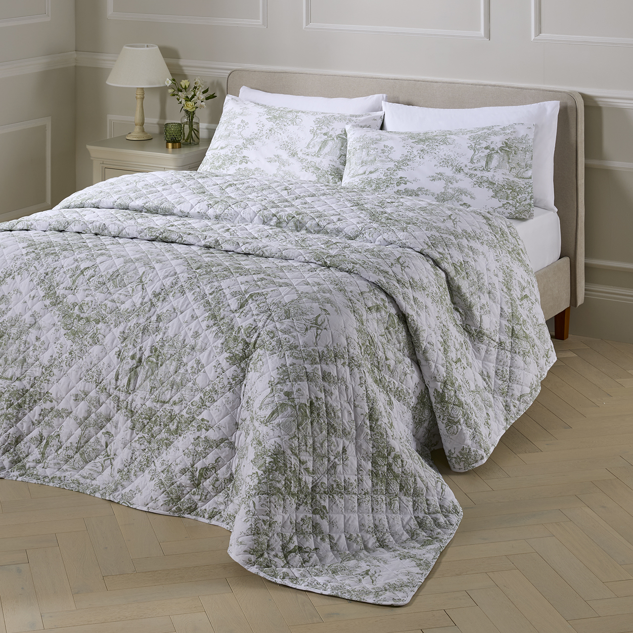 Toile du Jouy Sage Bedspread