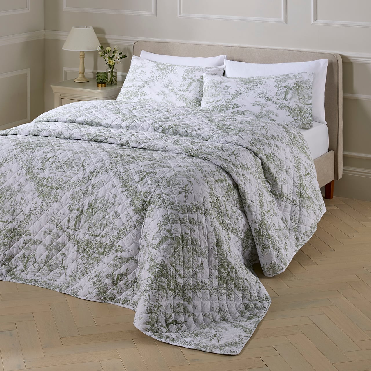 Toile du Jouy Sage Bedspread