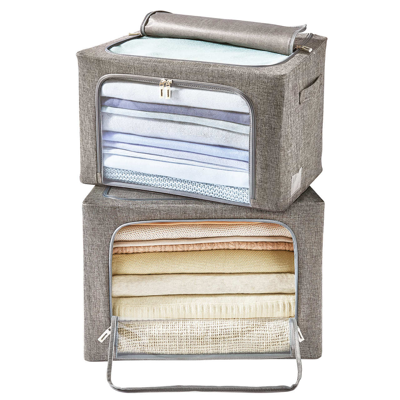 Set of 2 Stackable Foldable Storage Boxes