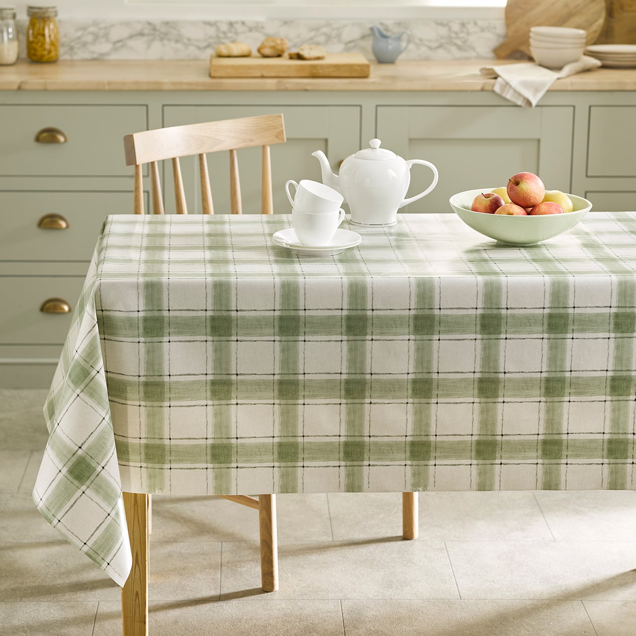 Green Check PVC Tablecloth