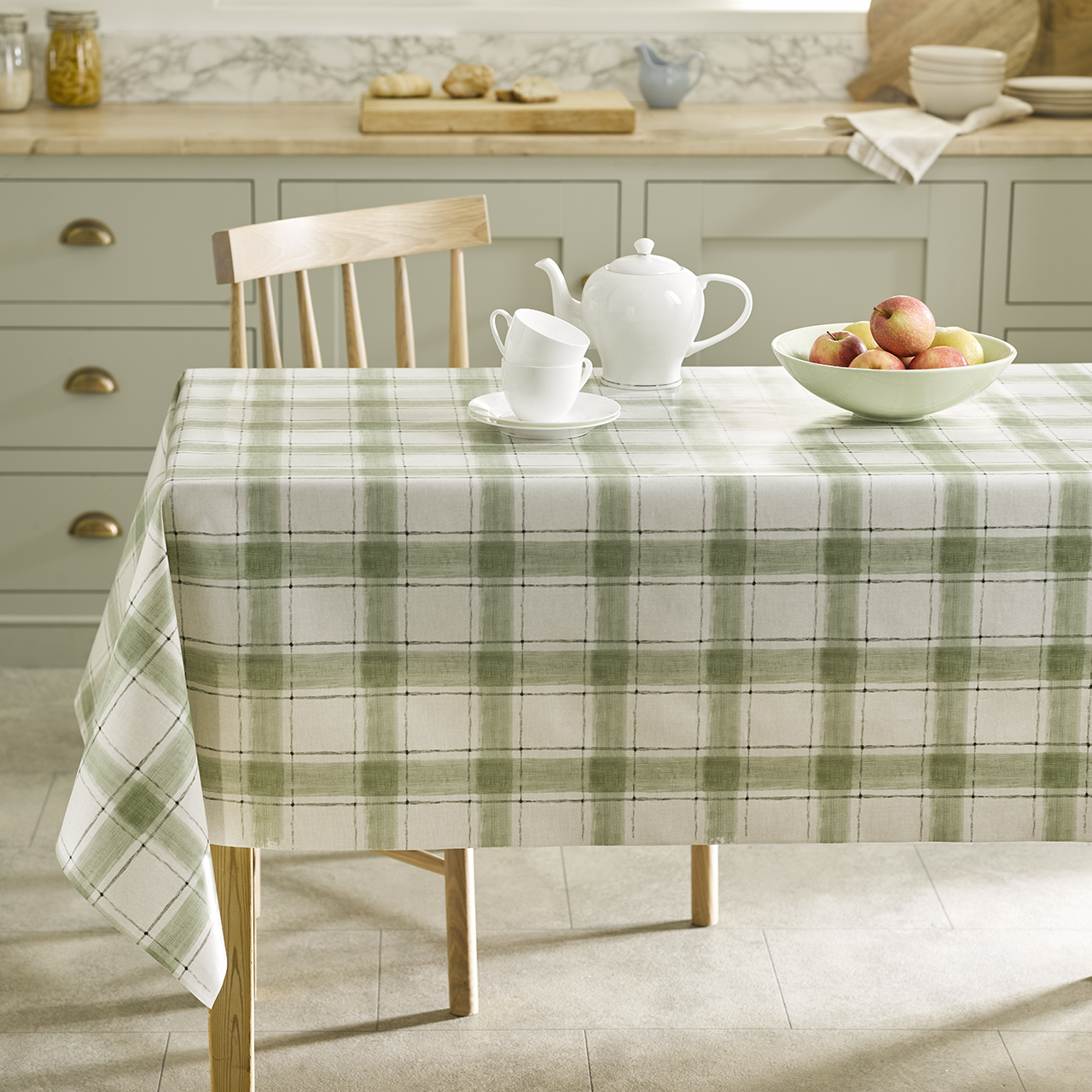 Green Check PVC Tablecloth