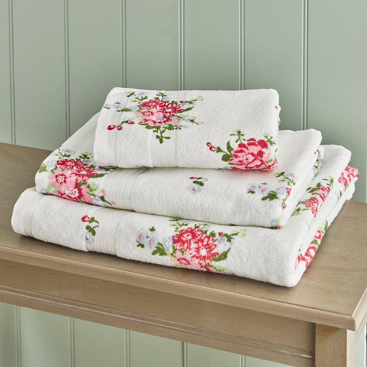 Set of 2 Rose Printed Hand Towels